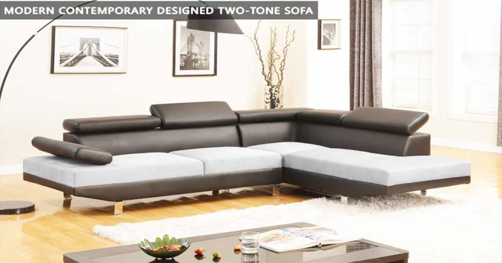 Modern Contemporary designed two-tone sofa