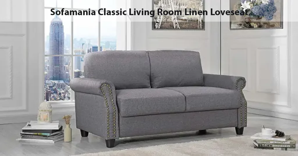 Sofamania Classic Living Room Linen Loveseat